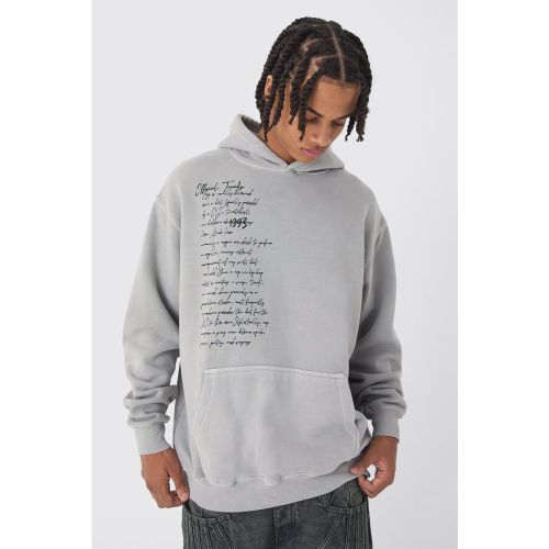 Sweat à capuche oversize délavé à slogan - M - Boohooman - Modalova