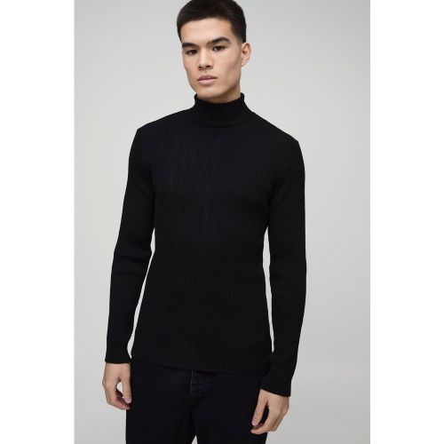 Pull habillé à col roulé en maille côtelée - L - Boohooman - Modalova