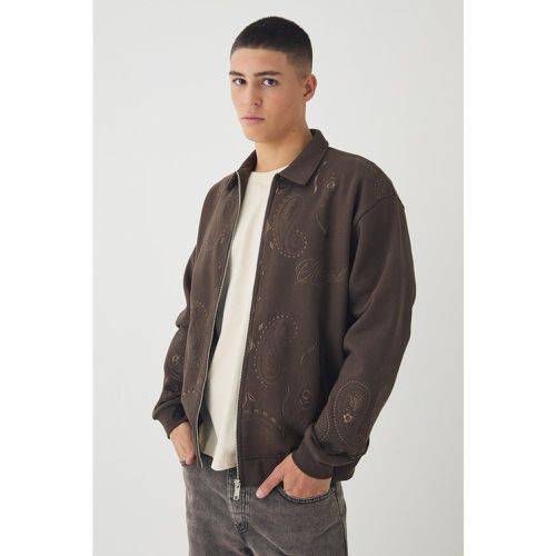 Veste Harrington oversize à broderie cachemire - S - Boohooman - Modalova