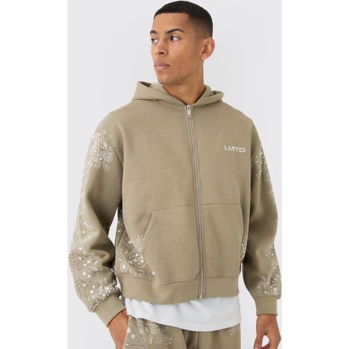 Sweat à capuche oversize zippé à imprimé cachemire - L - Boohooman - Modalova