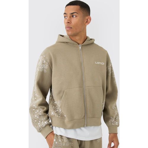 Sweat à capuche oversize zippé à imprimé cachemire - S - Boohooman - Modalova