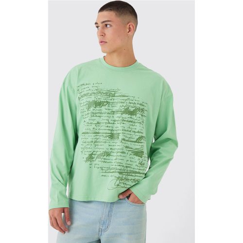 T-shirt oversize imprimé à manches longues - S - Boohooman - Modalova