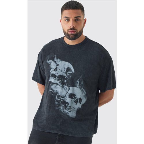 Grande taille - T-shirt oversize délavé à imprimé crâne - 3XL - Boohooman - Modalova