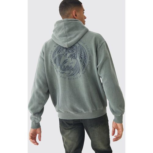 Sweat à capuche oversize délavé à imprimé House of Dragons homme - L - Boohooman - Modalova