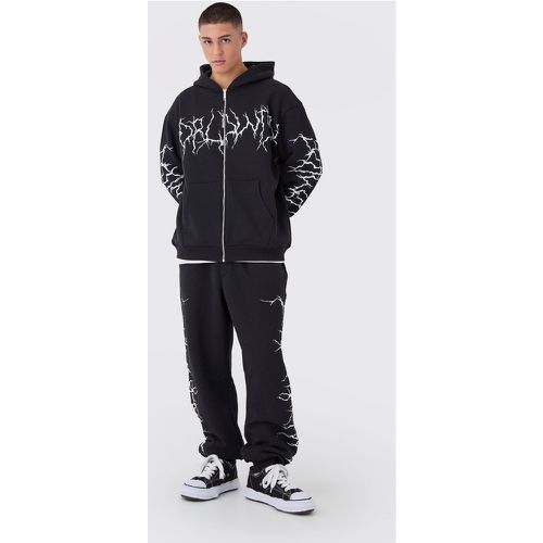 Survêtement sweat à capuche zippé et imprimé graffiti - S - Boohooman - Modalova