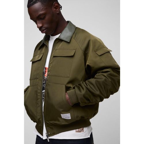 Bomber oversize à col contrastant - MAN homme - XS - Boohooman - Modalova