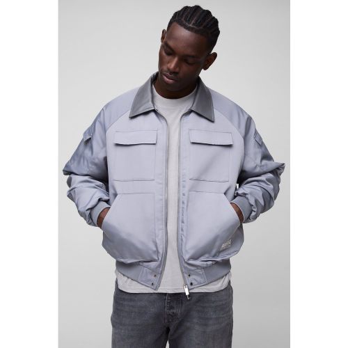 Bomber oversize à col contrastant - MAN homme - L - Boohooman - Modalova