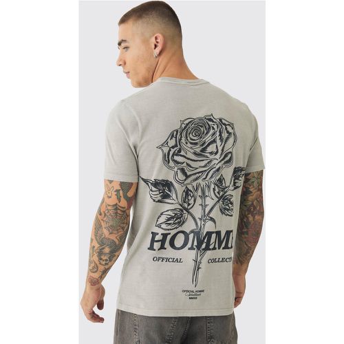 T-shirt cintré délavé fleuri - S - Boohooman - Modalova