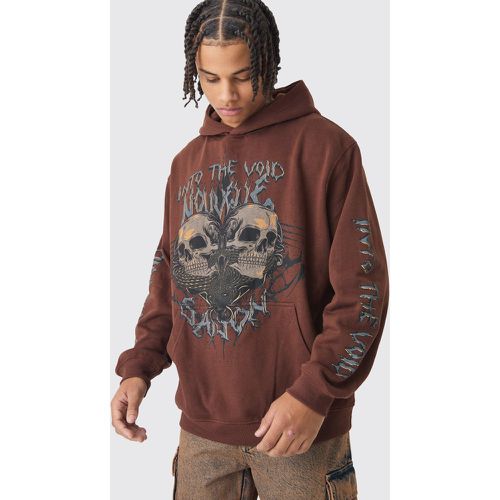 Oversized Washed Skull Graphic Hoodie - S - Boohooman - Modalova