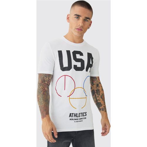 T-shirt moulant à slogan USA - Boohooman - Modalova