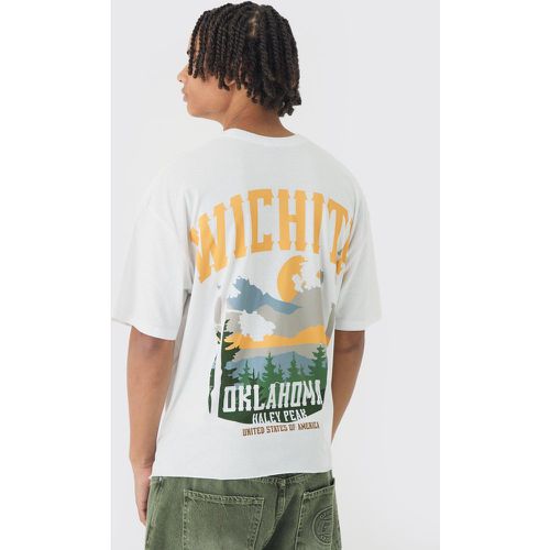 T-shirt oversize imprimé à bords bruts - L - Boohooman - Modalova