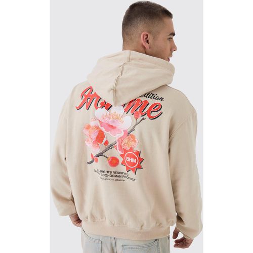 Oversized Boxy Floral Back Print Hoodie - L - Boohooman - Modalova