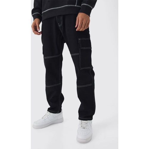 Jean cargo large à coutures contrastantes - 28R - Boohooman - Modalova