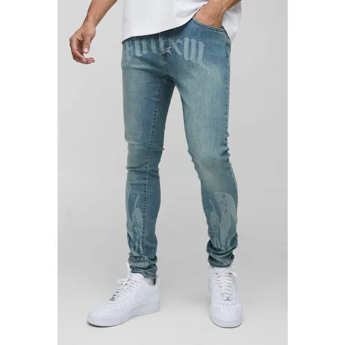 Jean super skinny imprimé Renaissance - 28R - Boohooman - Modalova