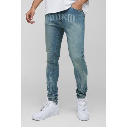 Jean super skinny imprimé Renaissance - 30R - Boohooman - Modalova