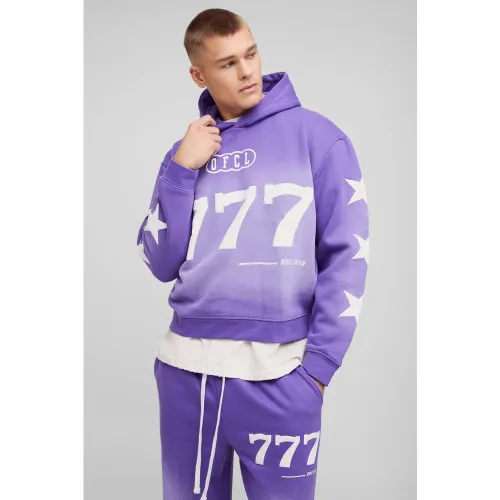 Sweat à capuche oversize délavé à imprimé moto - L - Boohooman - Modalova
