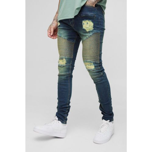 Tall - Jean biker skinny déchiré - 36 - Boohooman - Modalova