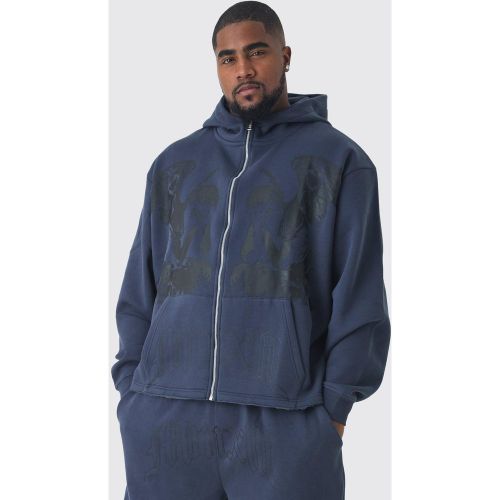Grande taille - Sweat à capuche oversize délavé à imprimé chérubin - 2XL - Boohooman - Modalova