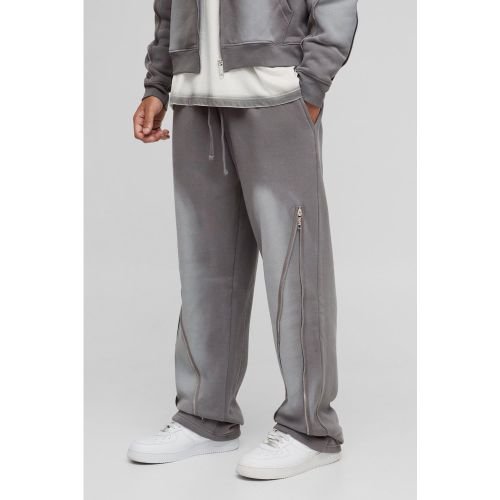 Jogging large zippé délavé - S - Boohooman - Modalova
