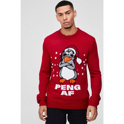 Pull de Noël à imprimé Peng - S - Boohooman - Modalova