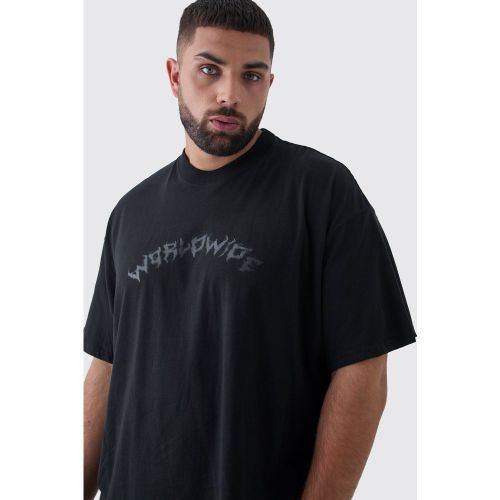 Grande taille - T-shirt oversize à col montant et imprimé Worldwide - XXL - Boohooman - Modalova