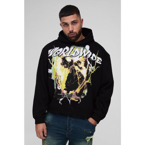 Grande taille - Sweat à capuche oversize à imprimé Worldwide - XXXL - Boohooman - Modalova