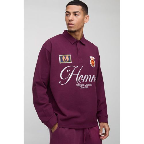 Polo de rugby oversize épais à écussons - S - Boohooman - Modalova