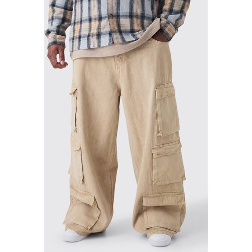 Grande taille - Jean cargo baggy délavé à poches multiples homme - 38 - Boohooman - Modalova