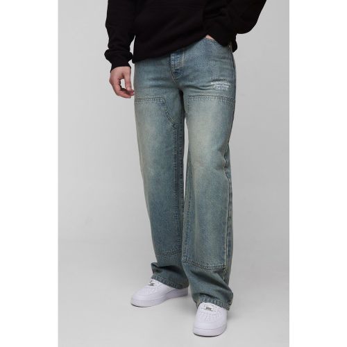 Tall - Jean charpentier large à broderie homme - 32 - Boohooman - Modalova