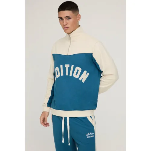 Col montant zippé en jersey à écussons homme - S - Boohooman - Modalova