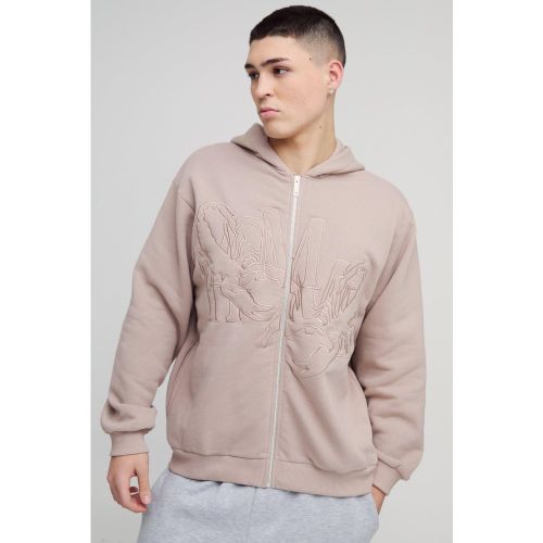 Sweat à capuche oversize zippé à écussons - S - Boohooman - Modalova