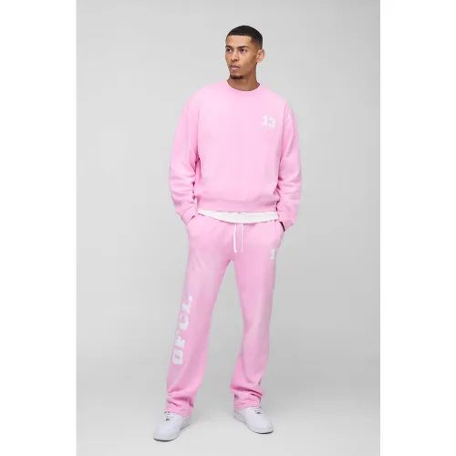 Survêtement oversize délavé imprimé - Ofcl - L - Boohooman - Modalova