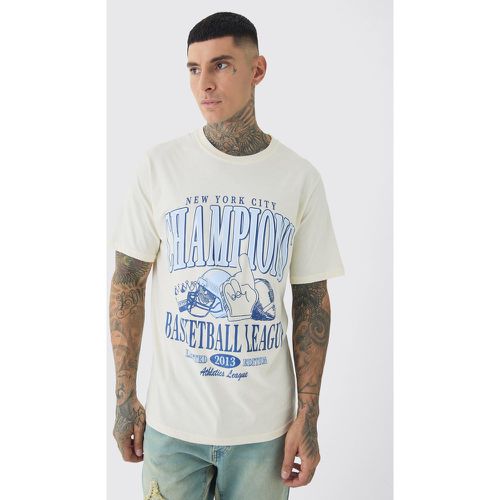 Tall - T-shirt écru à imprimé basketball - XL - Boohooman - Modalova