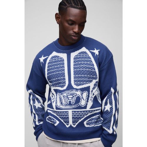 Pull oversize en maille texturée à imprimé moto - XL - Boohooman - Modalova