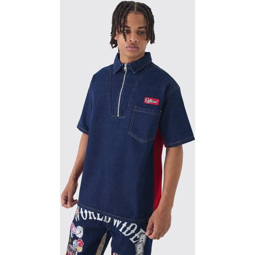 Chemise oversize zippée en jean - S - Boohooman - Modalova