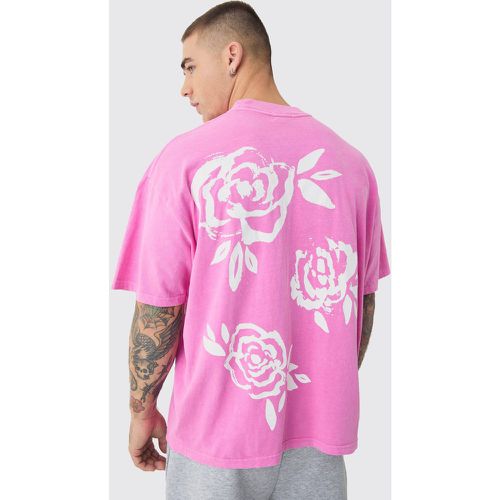 T-shirt oversize à col montant et imprimé fleuri - S - Boohooman - Modalova