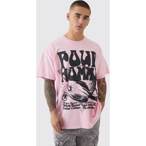 T-shirt oversize délavé imprimé à col montant - L - Boohooman - Modalova