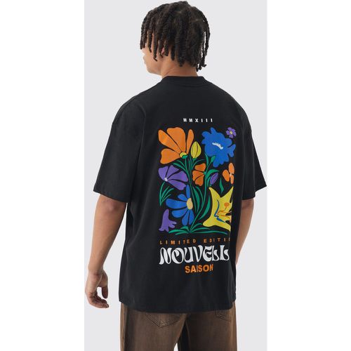Oversized Boxy Extended Neck Nouvelle Print T-shirt - Boohooman - Modalova