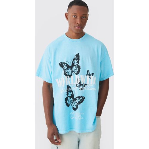 T-shirt oversize à imprimé papillon - S - Boohooman - Modalova