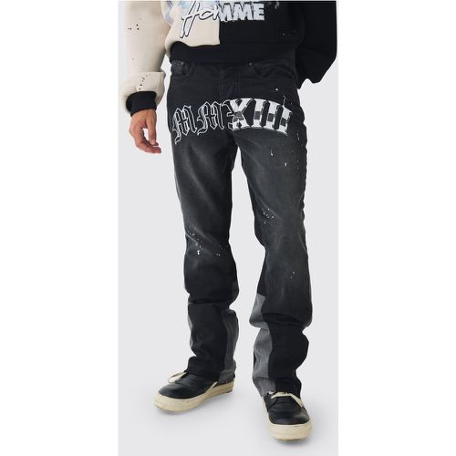 Jean slim flare délavé à taches de peinture - 28R - Boohooman - Modalova