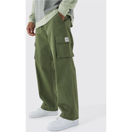 Pantalon cargo large à taille fixe - 28 - Boohooman - Modalova