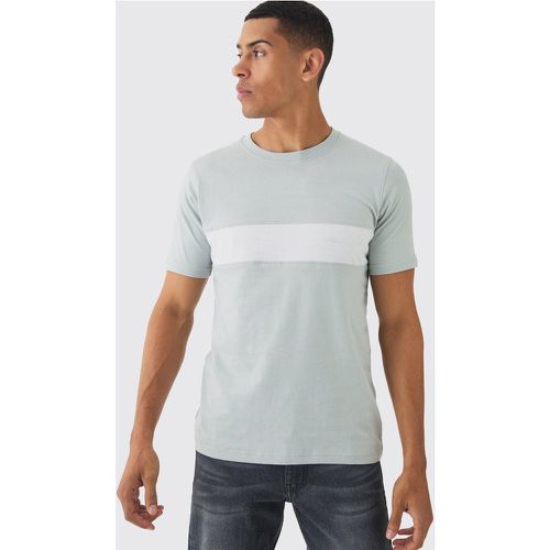 T-shirt moulant color block à slogan - MAN - L - Boohooman - Modalova