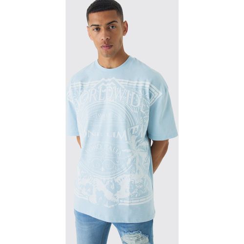 T-shirt oversize délavé imprimé - S - Boohooman - Modalova