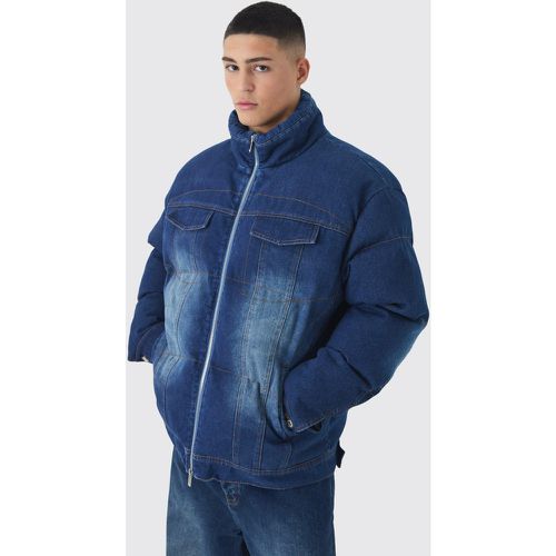 Doudoune oversize à col montant en jean - S - Boohooman - Modalova