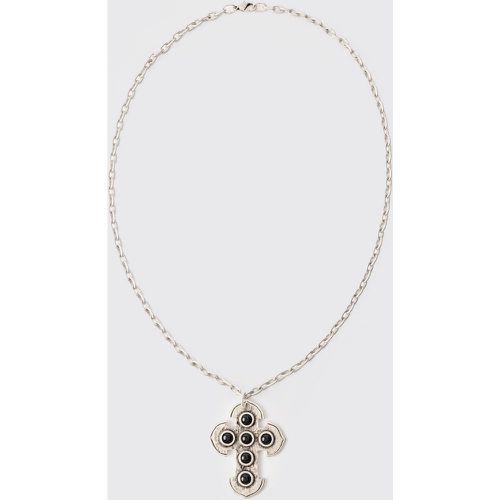 Collier à pendentif croix et pierre fantaisie - ONE SIZE - Boohooman - Modalova