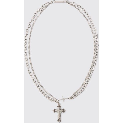 Collier superposé à pendentif croix - ONE SIZE - Boohooman - Modalova