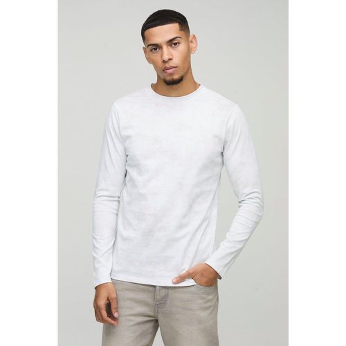 T-shirt moulant délavé à manches longues - S - Boohooman - Modalova