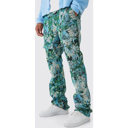 Pantalon flare à taille fixe et motif tapisserie - 28 - Boohooman - Modalova