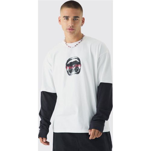 T-shirt oversize épais à manches longues - M - Boohooman - Modalova