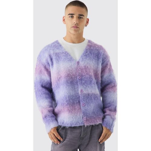 Cardigan oversize rayé en maille brossée - S - Boohooman - Modalova